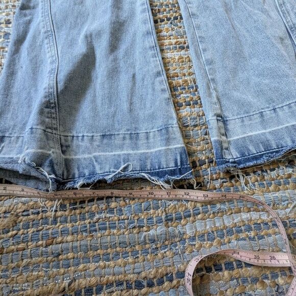 Distressed Flare Overalls Light Wash Denim Juniors M Wide Leg 2000s Y2K - Picture 10 of 10